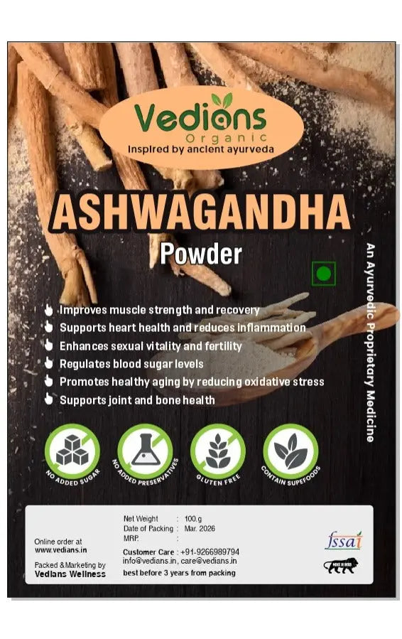 Vedians Organic Ashwagandha Powder 100 Gm Vedians