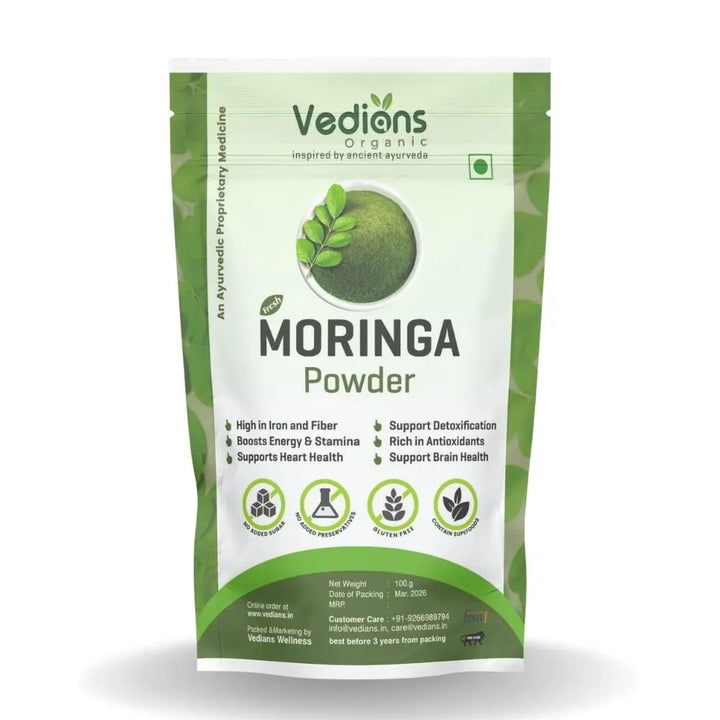 Vedians Organic Moringa Powder | Drumstick Leaf Powder 100 gm Vedians